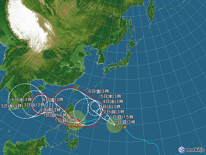 1日 日本海から次の雨雲 南には猛烈な台風19号と号の発達した雲 日直予報士 年11月01日 日本気象協会 Tenki Jp