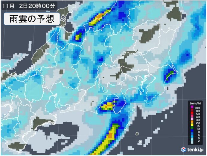 南部も広く雨