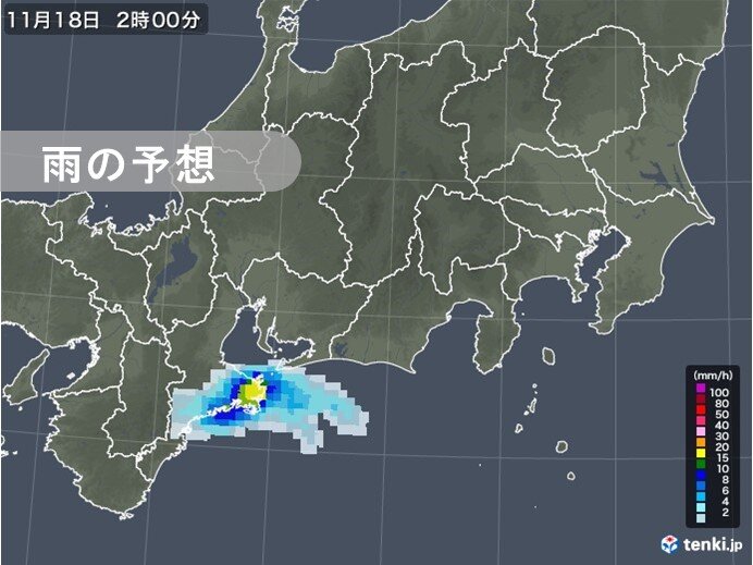 東海付近でも夜～あす明け方にかけて雨雲発達か