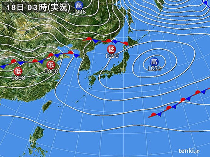 きょうの天気　広く青空　小春日和　突然の雨の所も