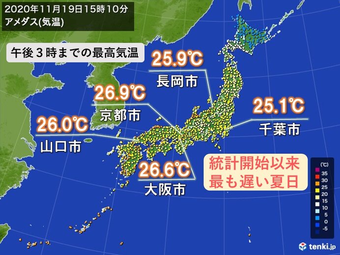 記録的な暖かさ 京都は111年ぶりに記録更新 気象予報士 日直主任 年11月19日 日本気象協会 Tenki Jp