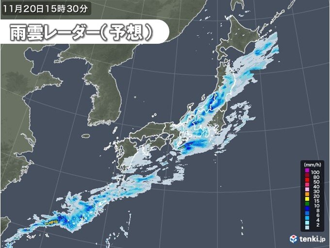 北海道で11月としては記録的な雨量　午後は東日本で局地的に激しい雨も_画像