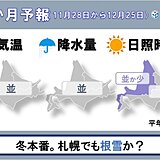 北海道の1か月予報　本格的な冬へ突入。札幌の根雪は?