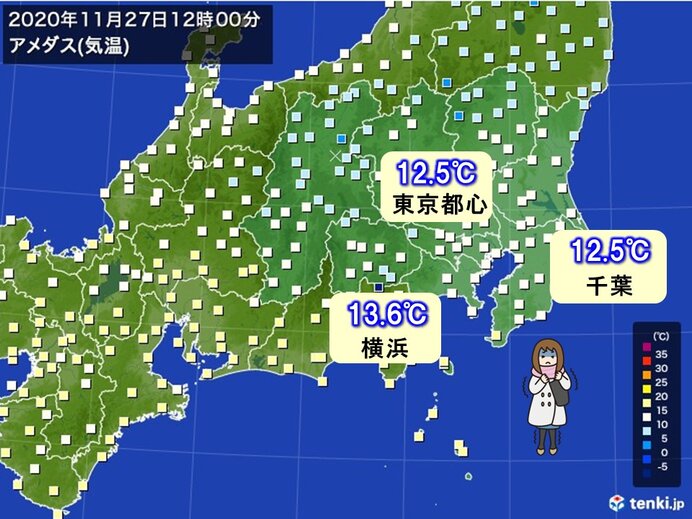 関東　朝から気温が横ばい　風がヒンヤリ