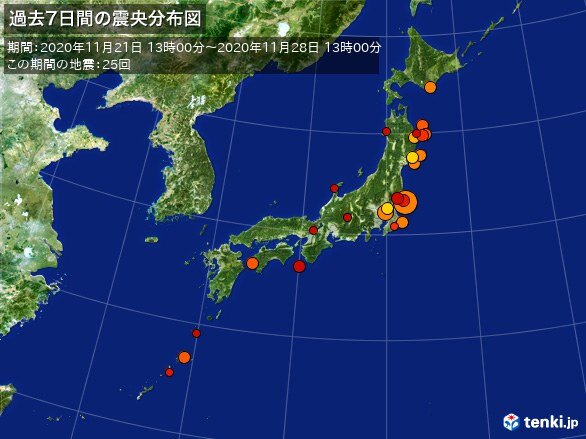ここ1週間の地震回数　関東で最大震度5弱