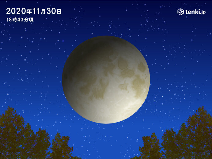 今夜は満月 ビーバームーン さらに 半影月食 の観測も可能に 日直予報士 年11月30日 日本気象協会 Tenki Jp