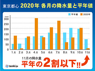 暖かかった11月　東・北日本太平洋側は降水量が極端に少なく　12月は?