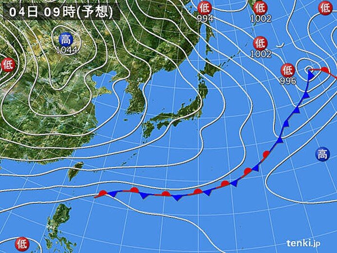 4日(金)　冬型の気圧配置　日本海側は雨や雪