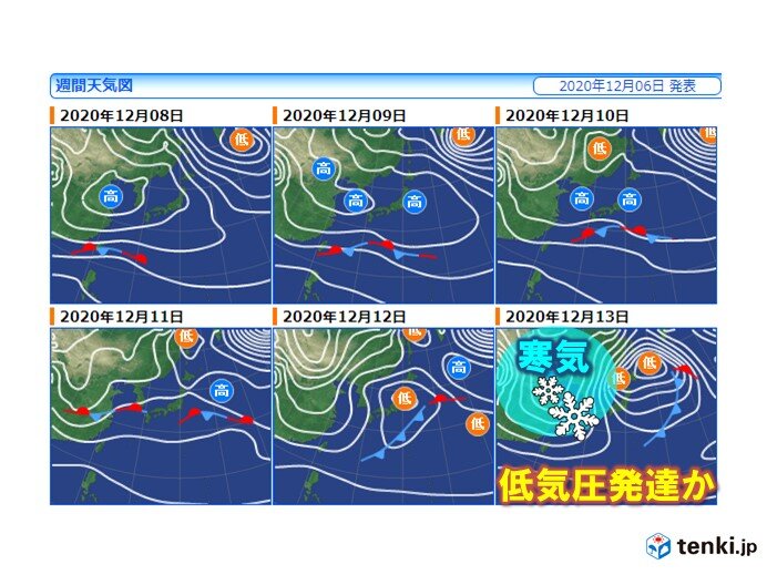 次の日曜日から西まわりで強い寒気流入か　近畿～九州も雪が降る可能性あり