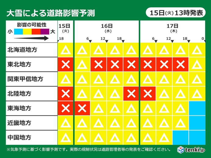 道路への影響も出始める　慎重な運転を!