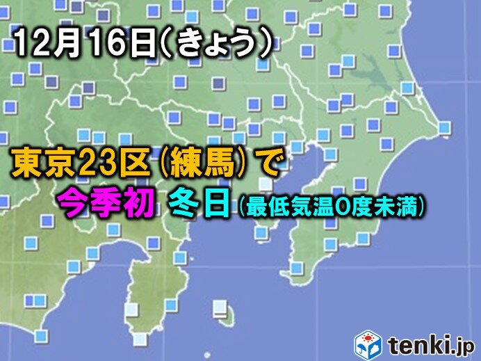 東京23区内で　初の冬日