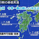 九州　今季一番の厳しい冷え込み　最低気温-7度台　今後の寒さは?