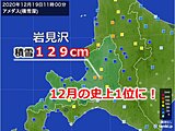 北海道　岩見沢の積雪12月1位に!　今後さらなる大雪も