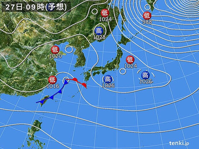 27日(日)はまとまった雨