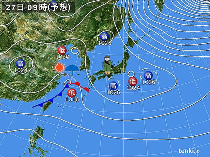 関西　あす27日(日)の朝は底冷え　夜は雨