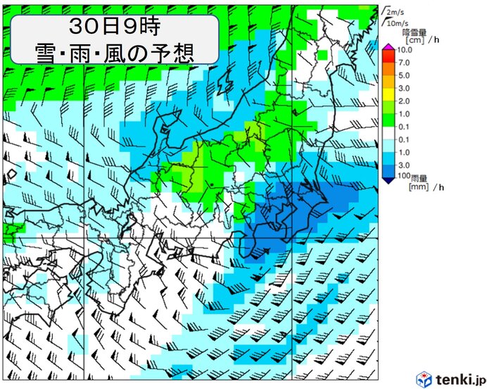 関東　30日の午前中は広く雨　夜は雪も　路面の凍結に注意