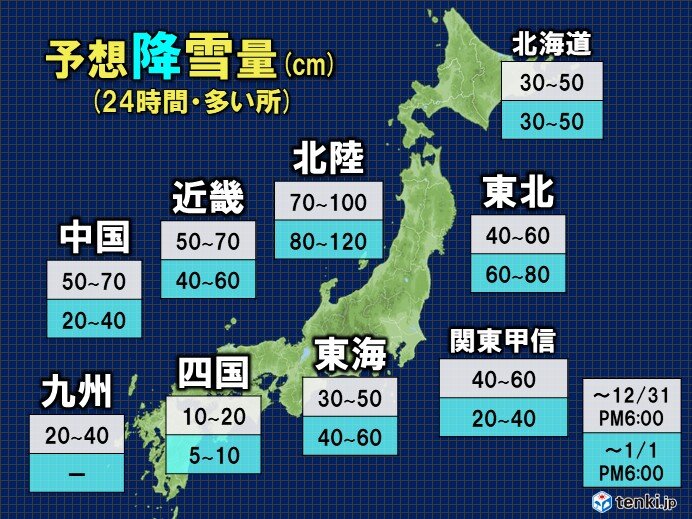 観測史上1位に迫る記録的大雪のおそれも 年末年始は大雪による災害に警戒(気象予報士 樋口 康弘 2020年12月29日) - 日本気象協会 ...