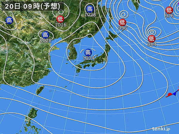 あす20日(水曜:大寒)　広く晴れ　寒さは厳しい