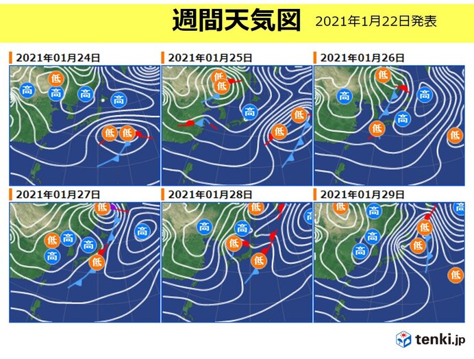 週間天気 日曜は関東の平野部でも大雪 来週は天気と気温の変化に注意 気象予報士 望月 圭子 21年01月23日 日本気象協会 Tenki Jp