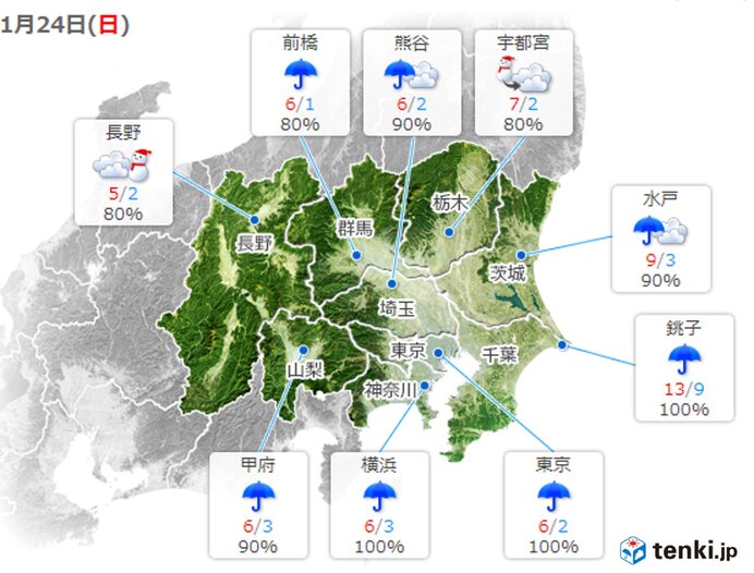 24日の関東甲信 山沿いは積雪が増えるおそれ 平地は雨の所が多い 気象予報士 戸田 よしか 21年01月24日 日本気象協会 Tenki Jp