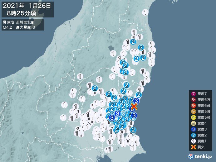 茨城県で震度3の地震　津波の心配なし