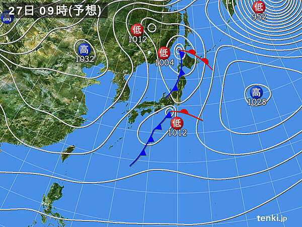 あす27日(木)　低気圧や前線が通過　影響が長く続くのは　北海道と関東
