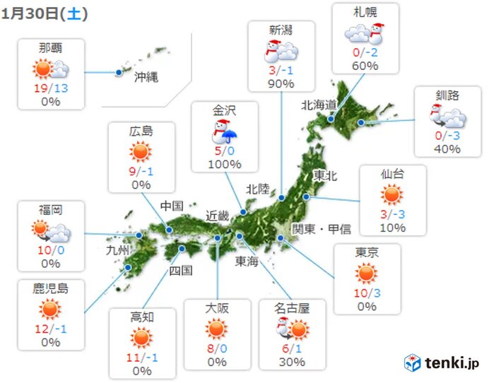 全国的に　寒さが続く