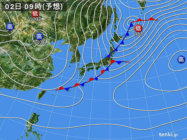 あす2日～3日　冬の天気分布　北海道や東北、北陸は雪・風が強まる