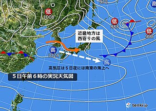 関西　東風解凍の時季でもしばらくは西寄りの風