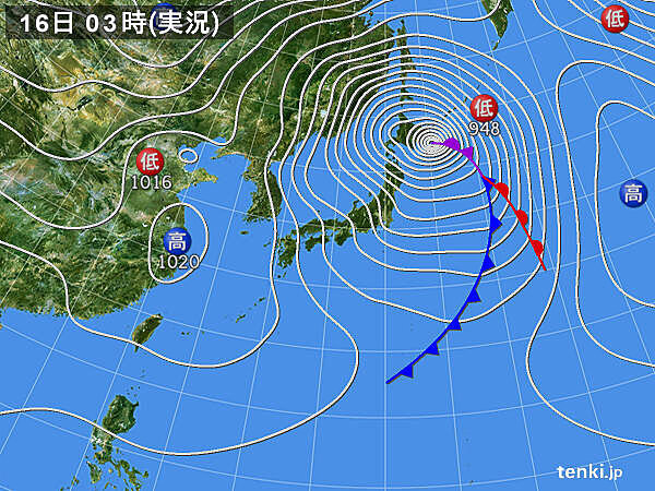 低気圧が急発達　北海道は気圧が過去最も低下　高潮　暴風に