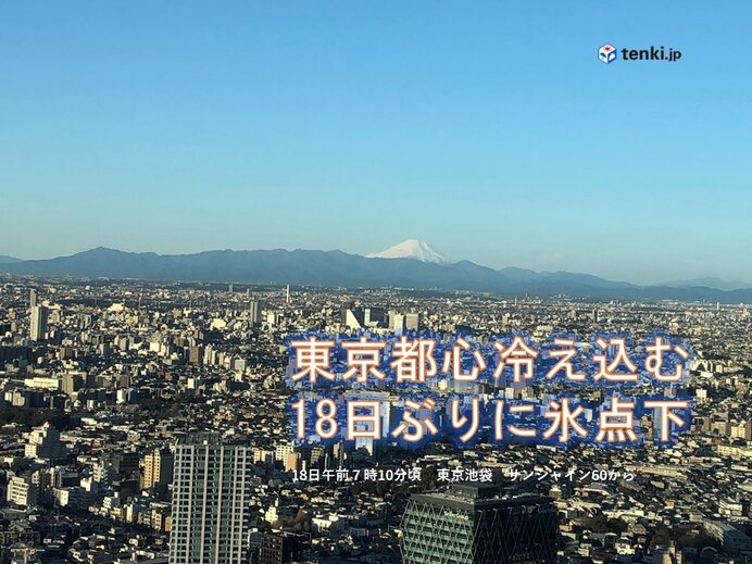 寒い朝　東京都心18日ぶりの氷点下