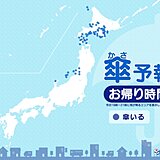 22日　お帰り時間の傘予報　北海道は雪　東北と北陸は落雷に注意