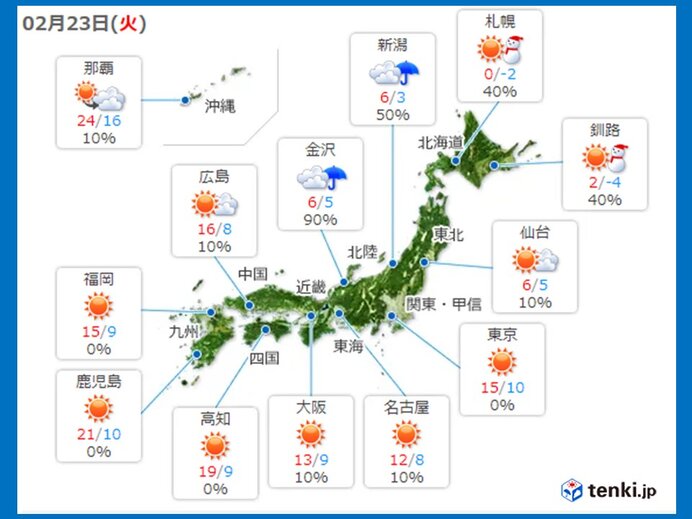 あす　北陸や東北で一転して厳しい寒さに