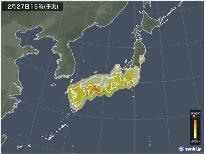 スギ花粉　西日本に加え　東海や関東もピークに　「非常に多く」飛ぶ日は?