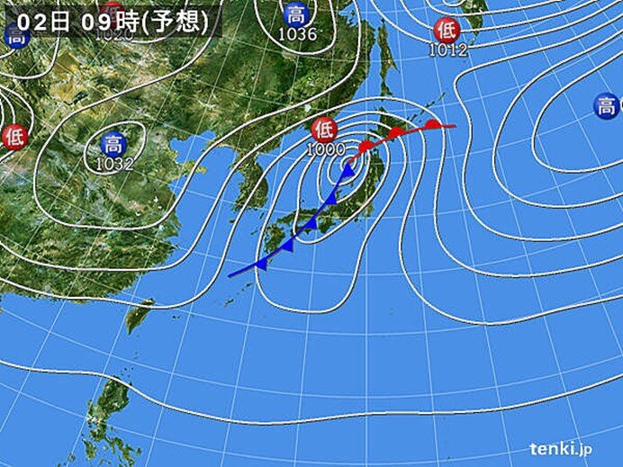 2日　低気圧が発達　大荒れの恐れも　気温は大きく変化