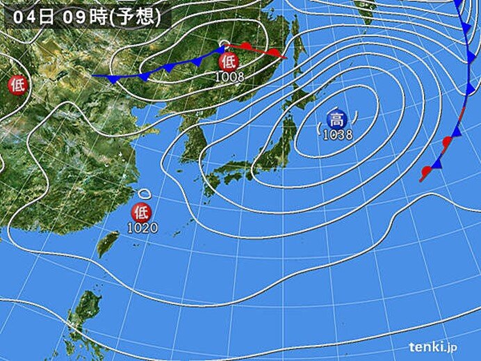 4th (Thursday) Kanto-Kyushu has a lot of clouds and it rains at night in Kyushu