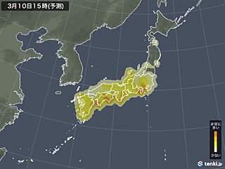 10日(水)　花粉飛散情報　関東や東海などで「非常に多く」飛ぶ時間帯も