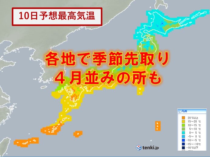 きょう10日の最高気温