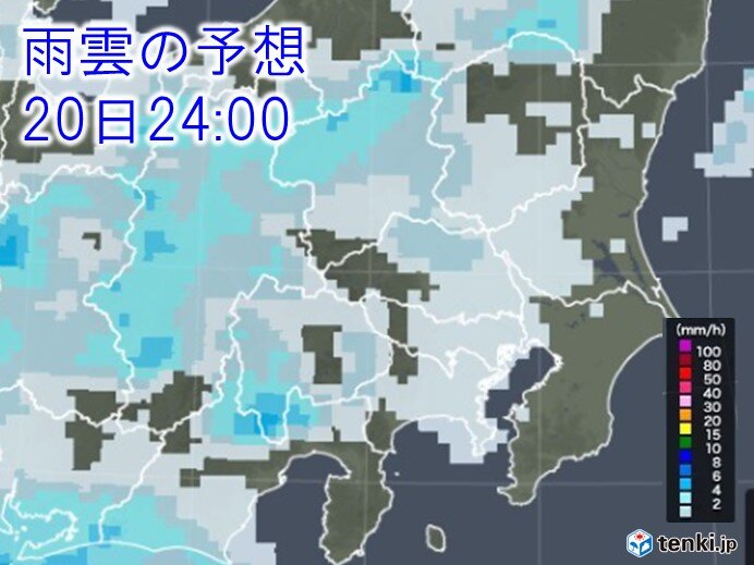 関東では深夜から広範囲で雨