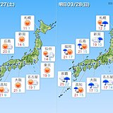 土曜日は晴れて初夏の陽気も　一転して日曜日は春の嵐に　局地的に非常に激しい雨