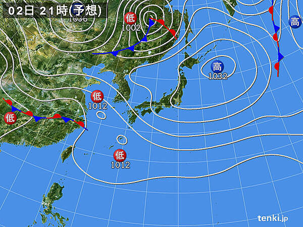 今日の天気　穏やかに晴れる所が多い