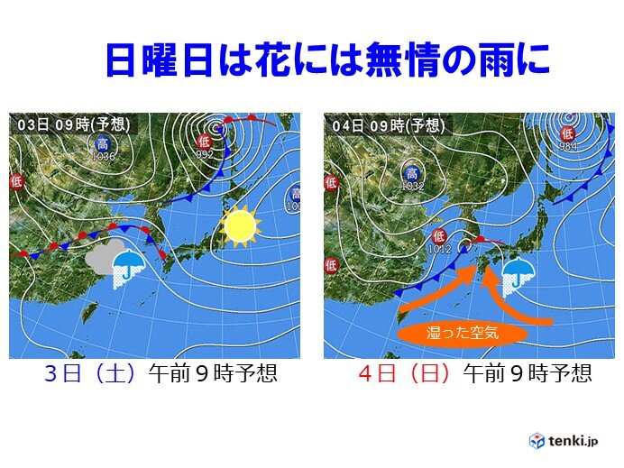 土曜日は天気下り坂　日曜日は各地で傘の出番に
