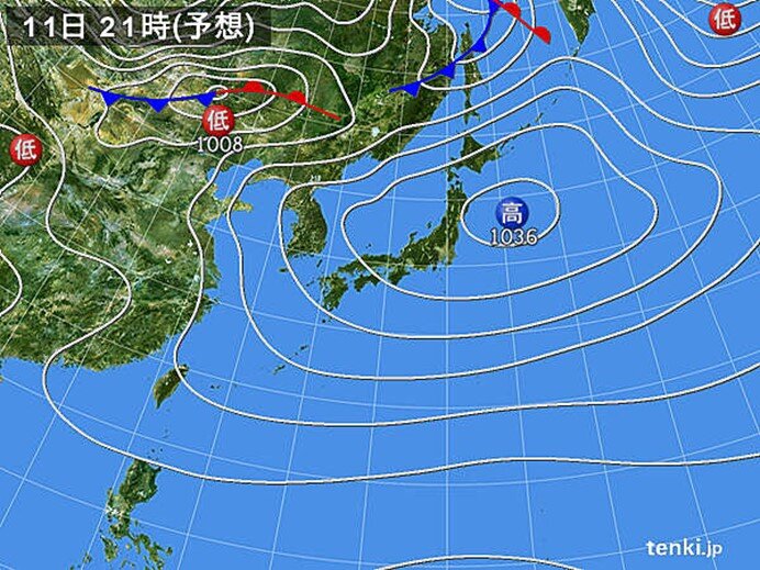 11日(日)の天気　全国的に日差したっぷり