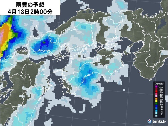 四国　あす13日にかけて局地的に大雨のおそれ　愛媛県東予ではやまじ風のおそれも