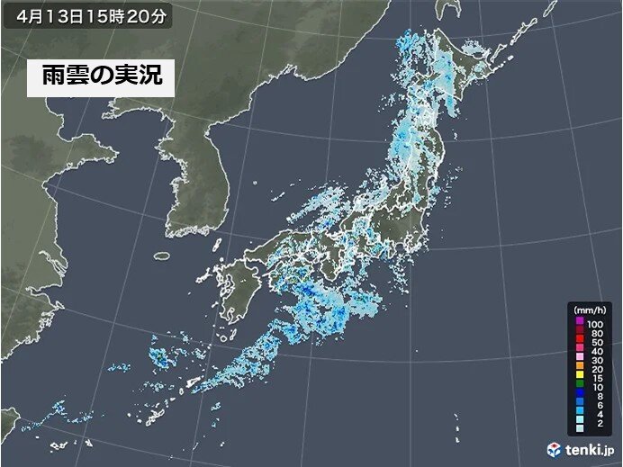 こんや遅くにかけて雨・風ともに強まる