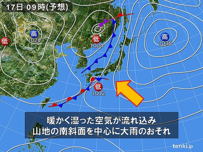 東海　16日夜は本降りの雨　17日は大雨に注意