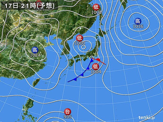 昼頃から広く雨　夜は激しい雨も