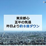 東京都心　連続「夏日」から一転　正午の気温は約8度もダウン