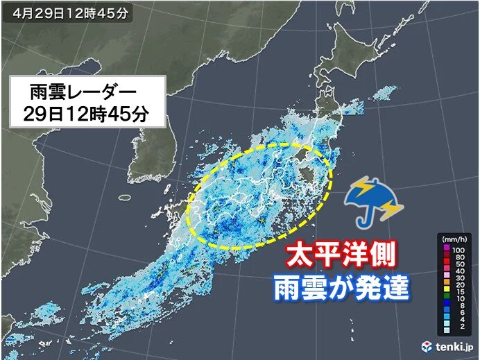 太平洋側でザーザー降り 東海や関東 夜にかけて大雨に警戒 気象予報士 日直主任 21年04月29日 日本気象協会 Tenki Jp