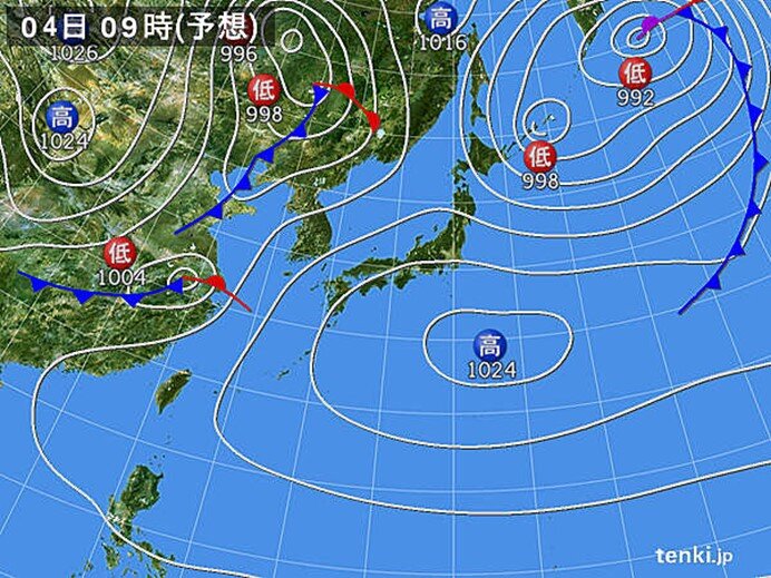 4日(火)みどりの日　九州は天気下り坂